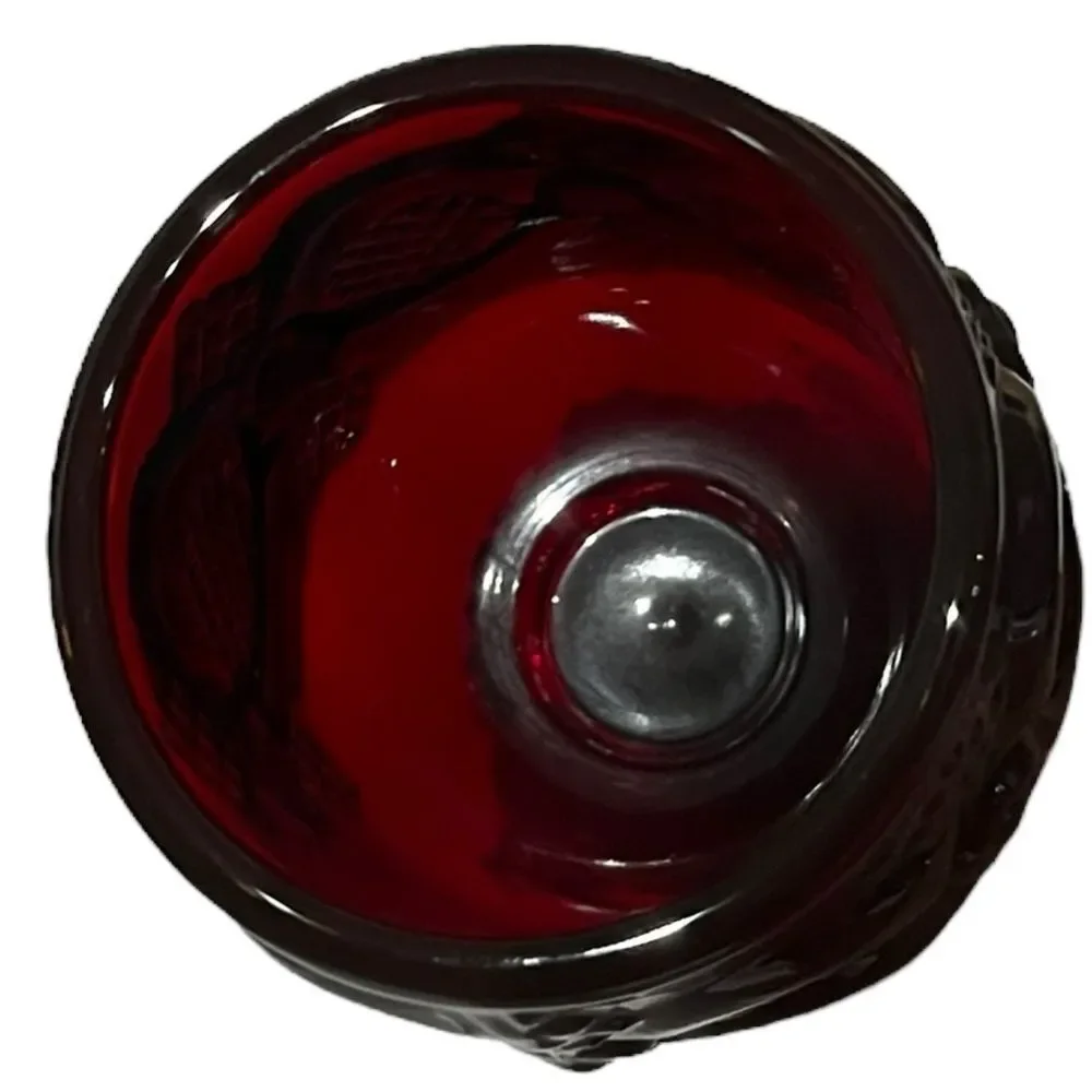 Avon Vintage 1876 Cape Cod‎ Collection Ruby Red Pressed Glass Goblets, 2 Small
